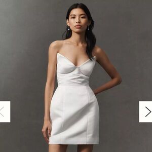 BHLDN Strapless Pointed-Neck Sculptural Mini Dress